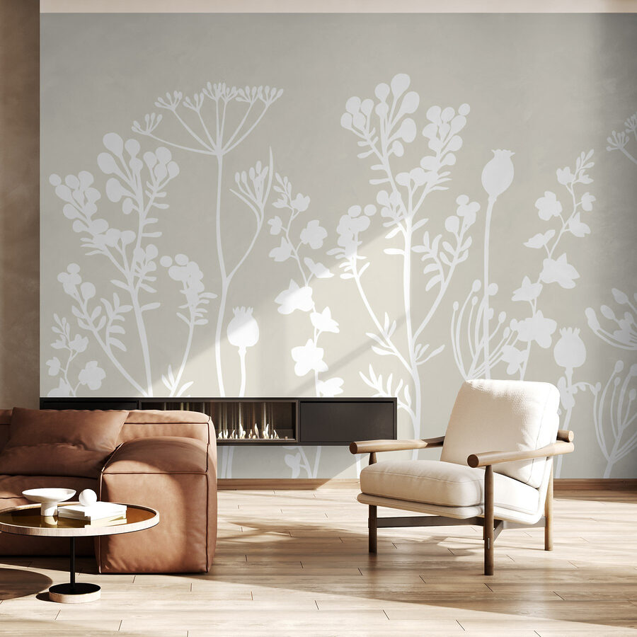 Weiße Silhouetten von Blumen