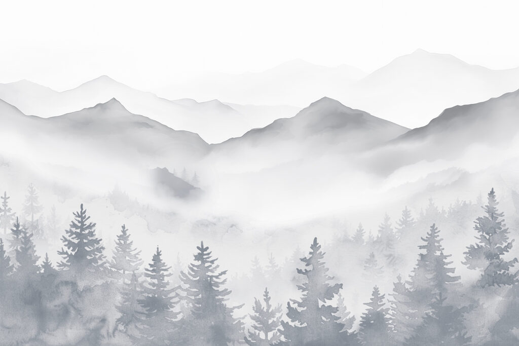Landschaft mit Bergen und Bäumen Landschaft mit Bergen und Bäumen