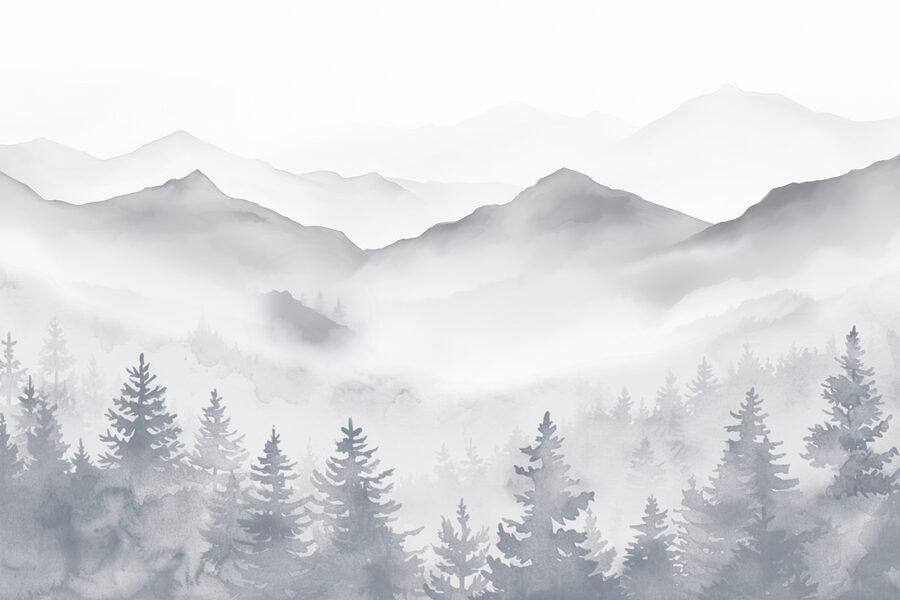 Landschaft mit Bergen und Bäumen