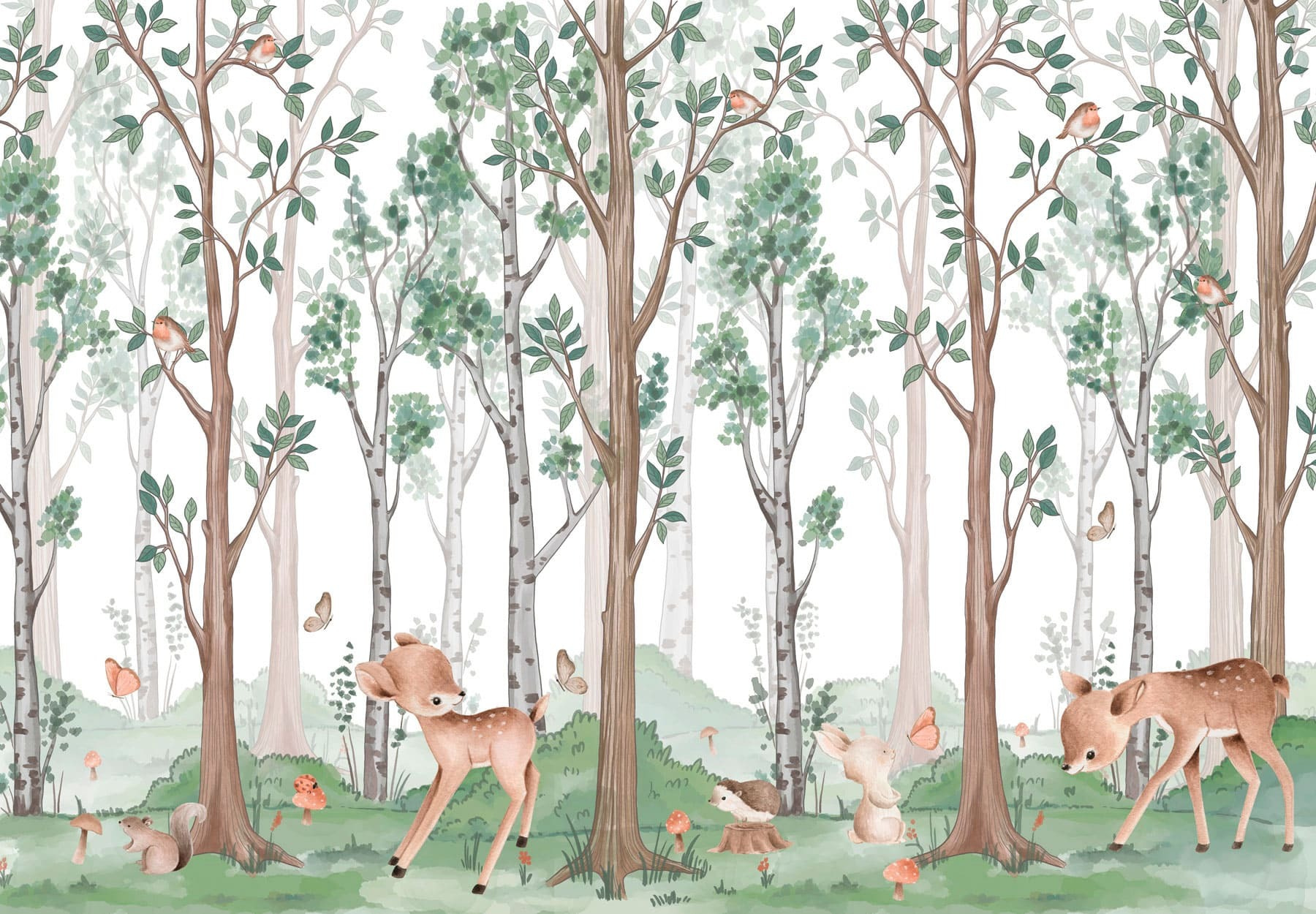 Hintergrundbild mit einem Wald von Bäumen und Tieren w02771p - Hintergrundbild mit einem Wald von Bäumen und Tieren