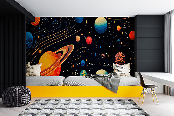 Bunte Planeten und Sterne Bunte Planeten und Sterne
