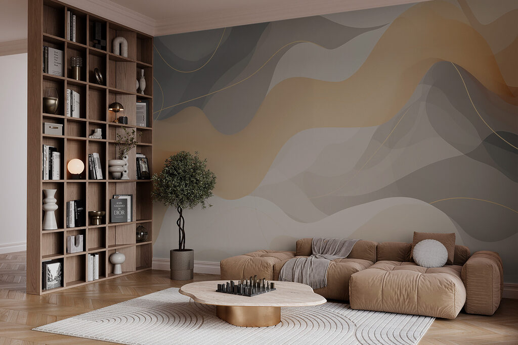 White and grey background with wavy lines White and grey background with wavy lines