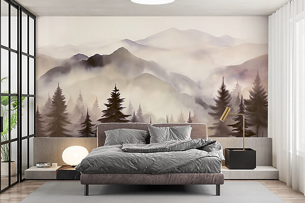 Landschaft mit Bergen und Bäumen Landschaft mit Bergen und Bäumen