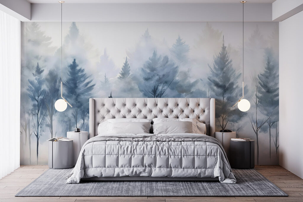 Group of trees in fog