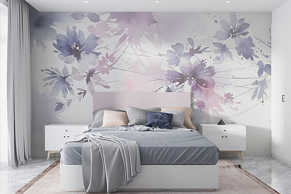 Aquarellmalerei von Blumen Fototapeten Aquarellmalerei von Blumen