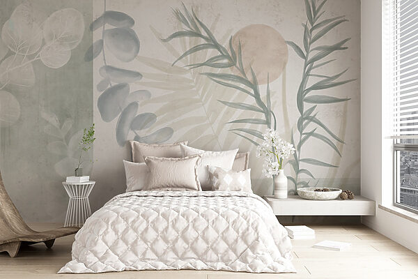 Serene botanical illustration in soft tones