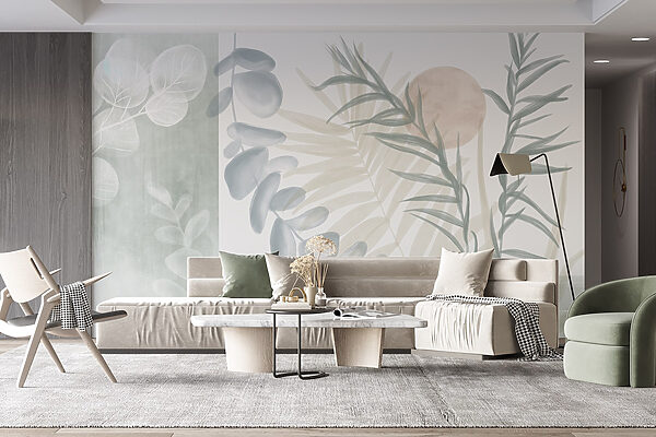 Serene botanical illustration in soft tones