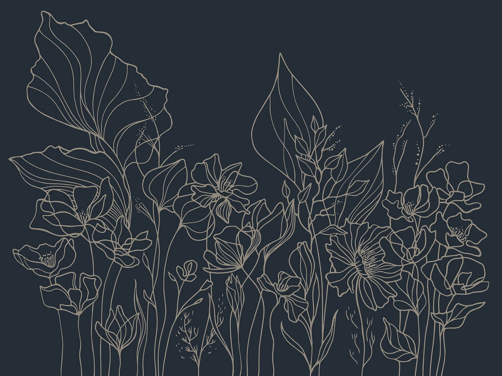 Strichzeichnung von Blumen Strichzeichnung von Blumen