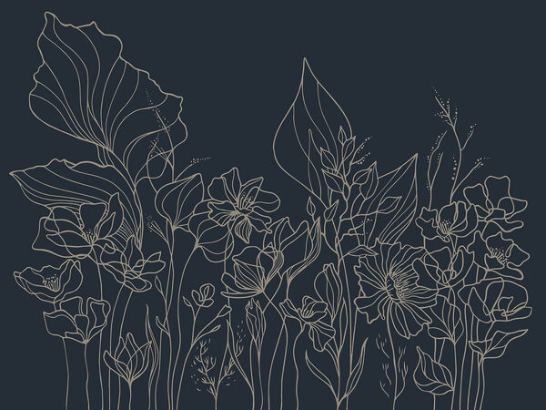 Strichzeichnung von Blumen Strichzeichnung von Blumen