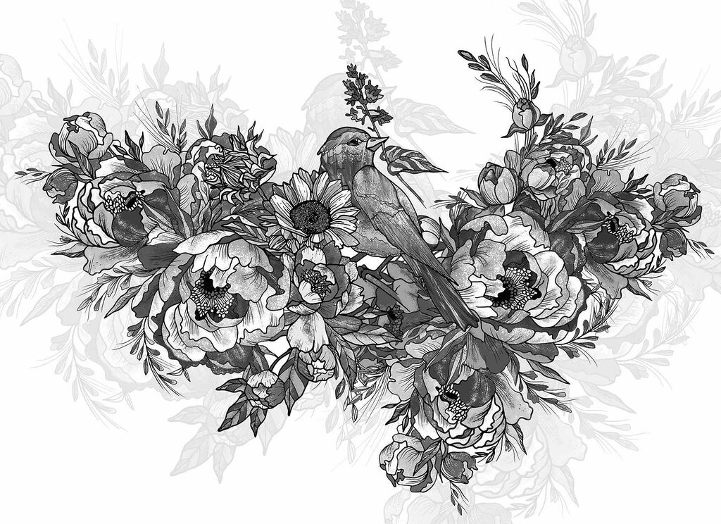Vogel auf einer Blume sitzend Vogel auf einer Blume sitzend