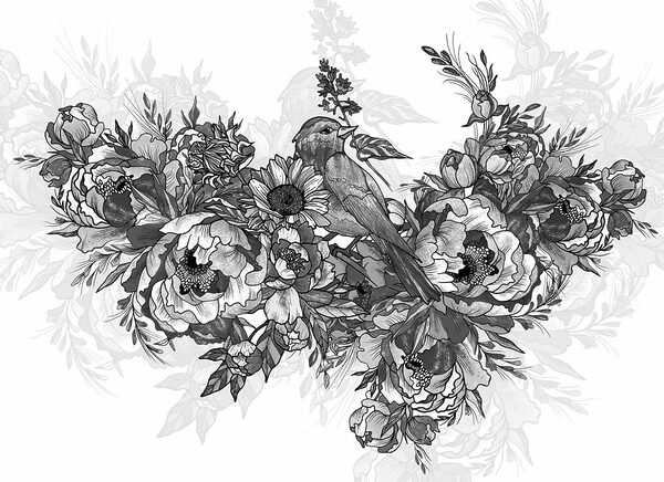 Vogel auf einer Blume sitzend Vogel auf einer Blume sitzend