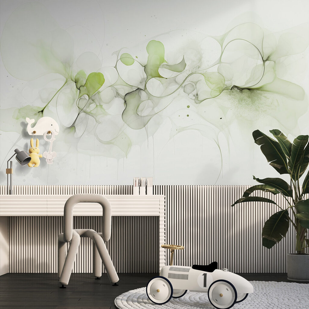 Fluid shapes and gentle green tones