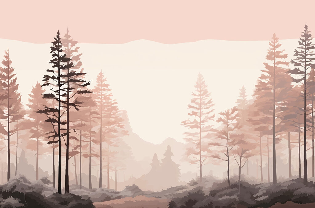 Landschaft mit Bäumen und Sträuchern Landschaft mit Bäumen und Sträuchern