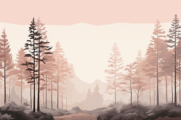 Landschaft mit Bäumen und Sträuchern Landschaft mit Bäumen und Sträuchern