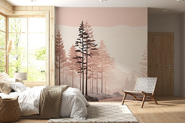 Landschaft mit Bäumen und Sträuchern Landschaft mit Bäumen und Sträuchern