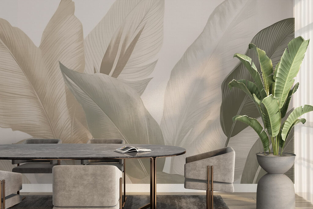 Soft greens and earthy hues blend