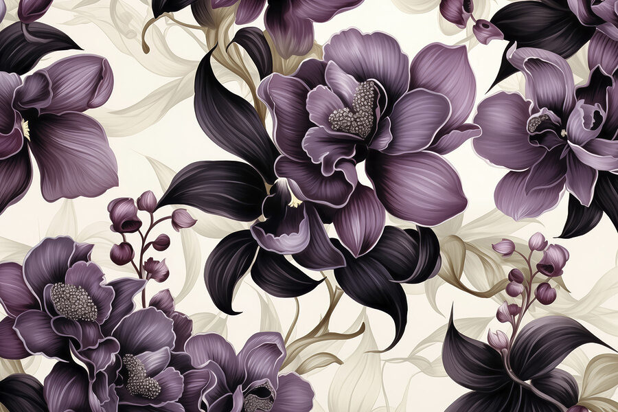 Fototapeten Elegantes lila Blumenmuster. – Bild 4