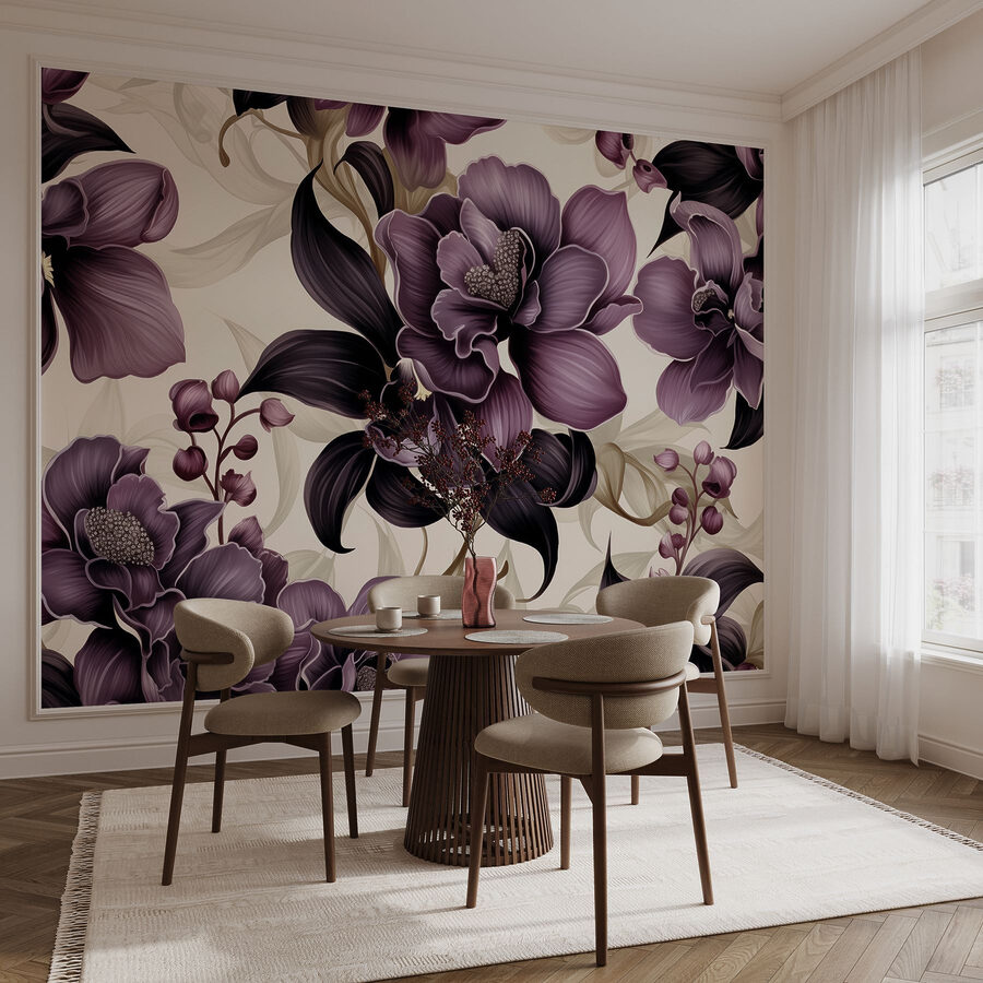Fototapeten Elegantes lila Blumenmuster. – Bild 3