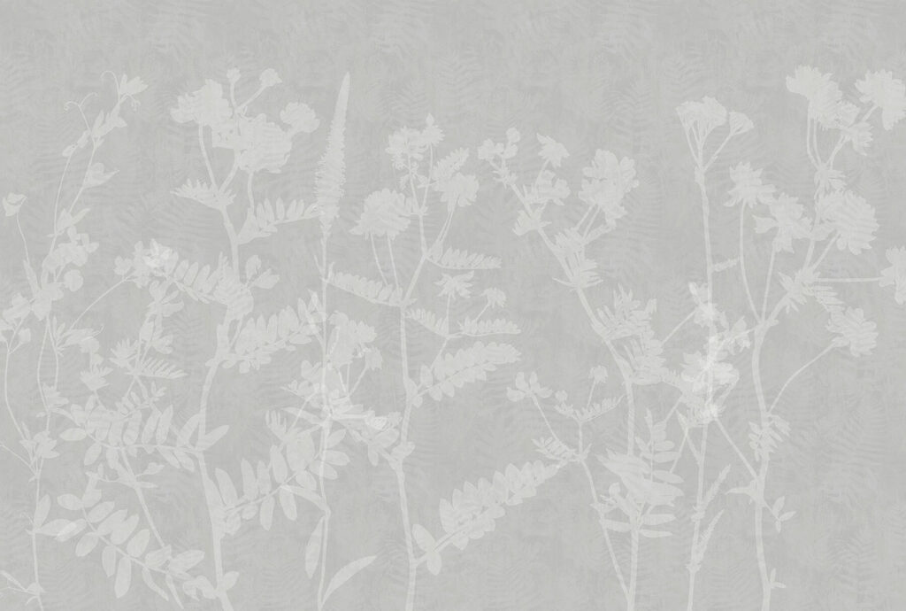 Weißes florales Muster auf grauem Hintergrund Weißes florales Muster auf grauem Hintergrund