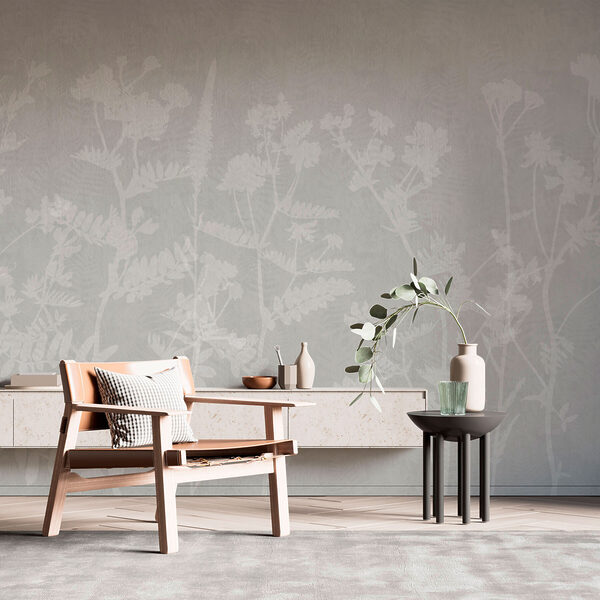 Weißes florales Muster auf grauem Hintergrund Weißes florales Muster auf grauem Hintergrund