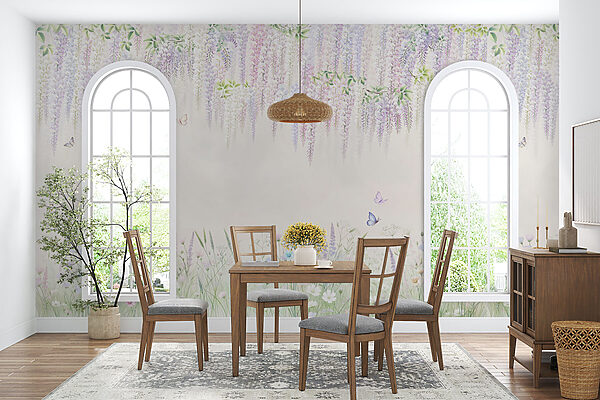 Malerei von Blumen und Schmetterlingen Malerei von Blumen und Schmetterlingen