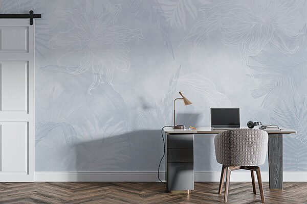 White and blue floral pattern