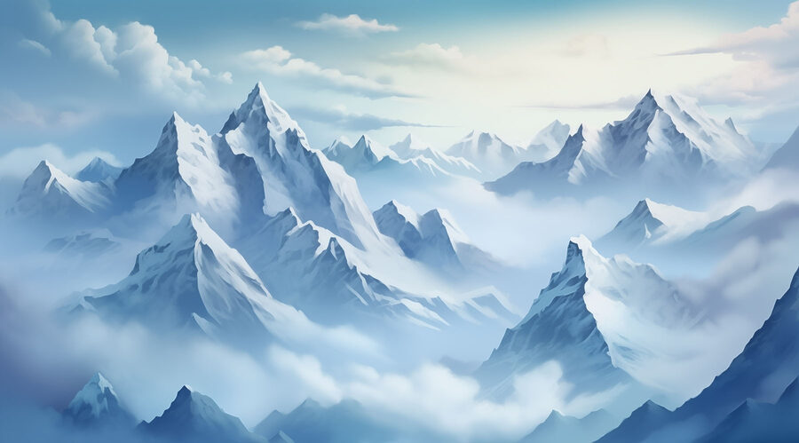 Bergkette mit Wolken