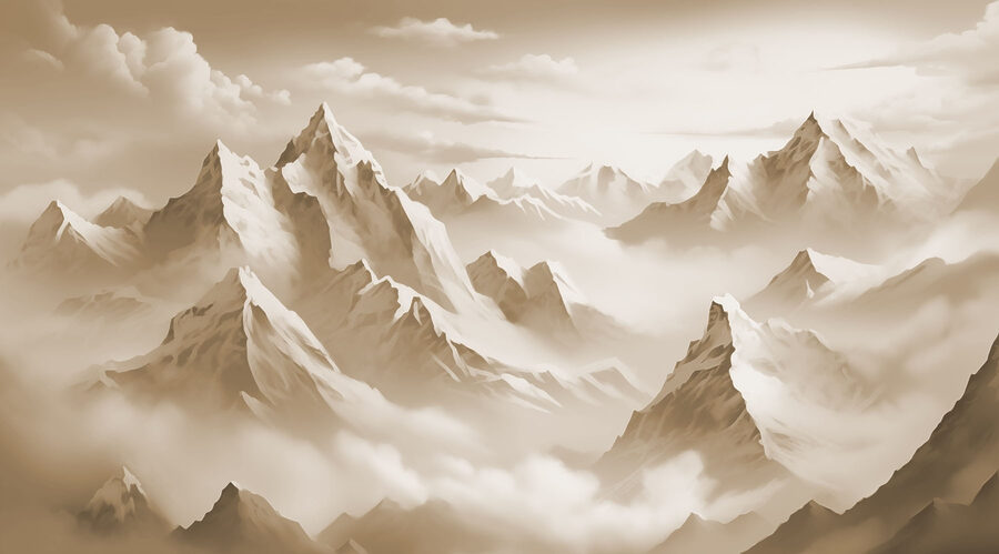 Bergkette mit Wolken