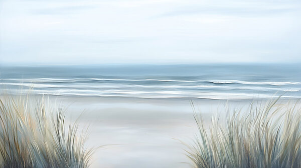 Beach with grass and waves Beach with grass and waves