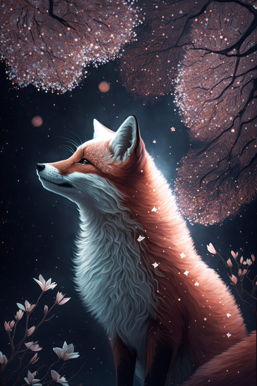 Fuchs schaut in den Himmel