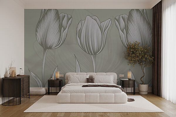 Linie von Blumen auf grünem Hintergrund Linie von Blumen auf grünem Hintergrund