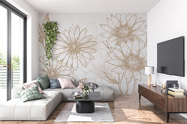 Zeichnung von Blumen auf einem weißen Hintergrund Zeichnung von Blumen auf einem weißen Hintergrund