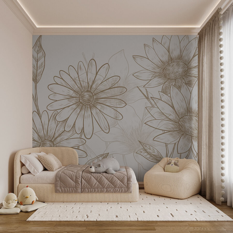 Zeichnung von Blumen auf einem weißen Hintergrund