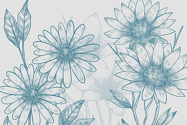 Zeichnung von Blumen und Blättern Zeichnung von Blumen und Blättern
