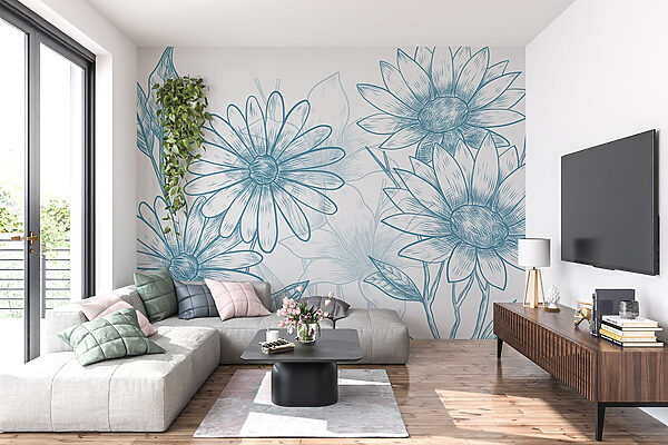Zeichnung von Blumen und Blättern Zeichnung von Blumen und Blättern