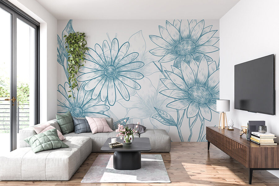 Zeichnung von Blumen und Blättern Zeichnung von Blumen und Blättern