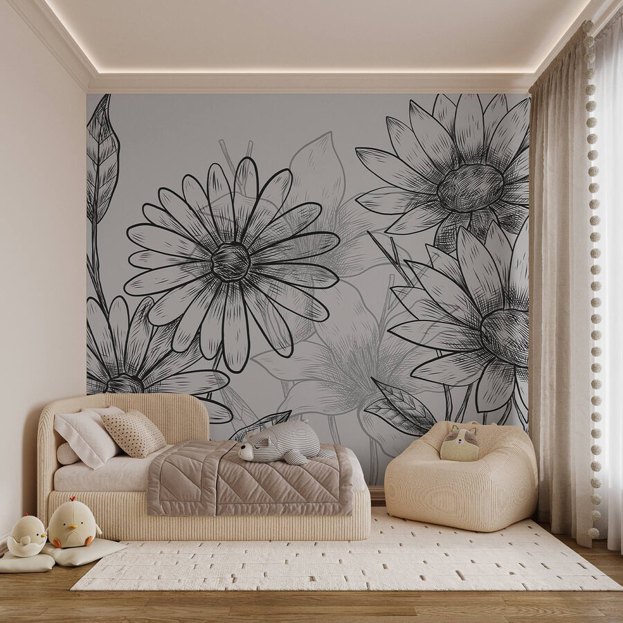 Gruppe von Blumen mit Blättern