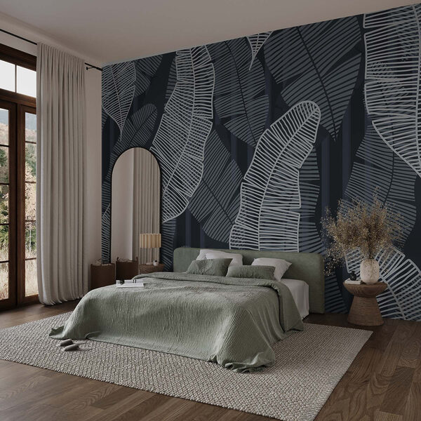 Muster aus Blättern auf dunklem Hintergrund Muster aus Blättern auf dunklem Hintergrund