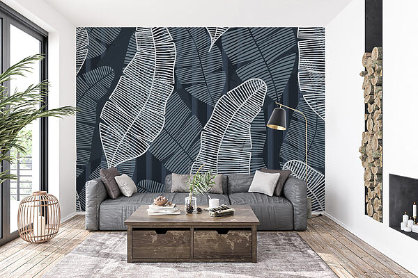 Muster aus Blättern auf dunklem Hintergrund Muster aus Blättern auf dunklem Hintergrund