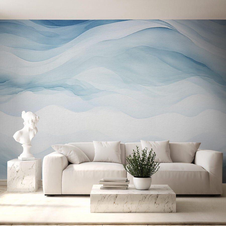 Weiße und blaue Aquarellmalerei