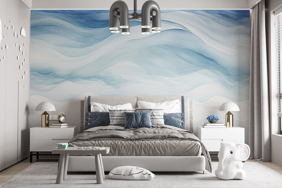 Weiße und blaue Aquarellmalerei