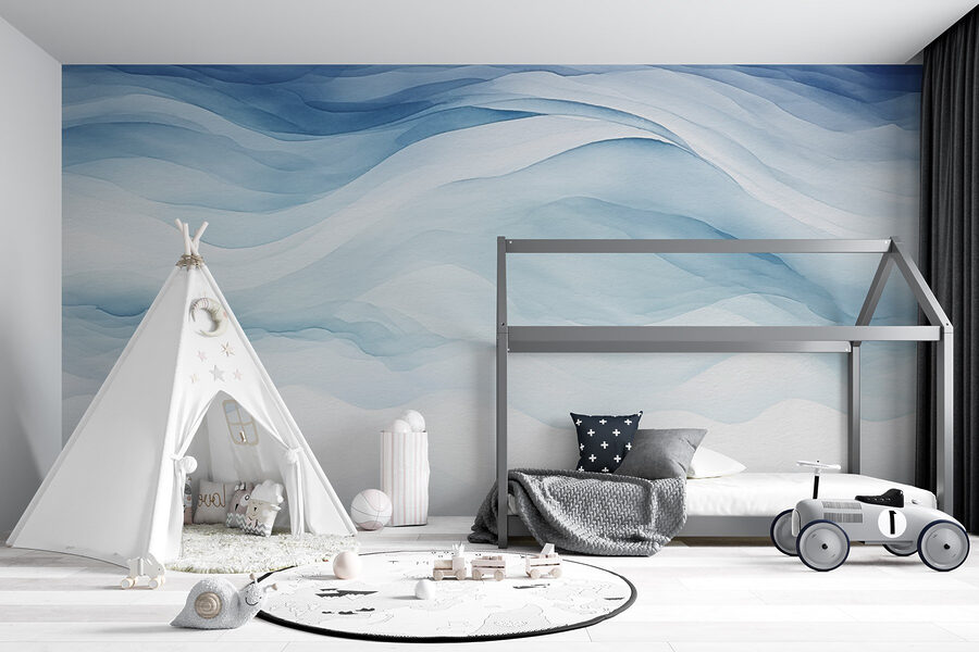 Weiße und blaue Aquarellmalerei