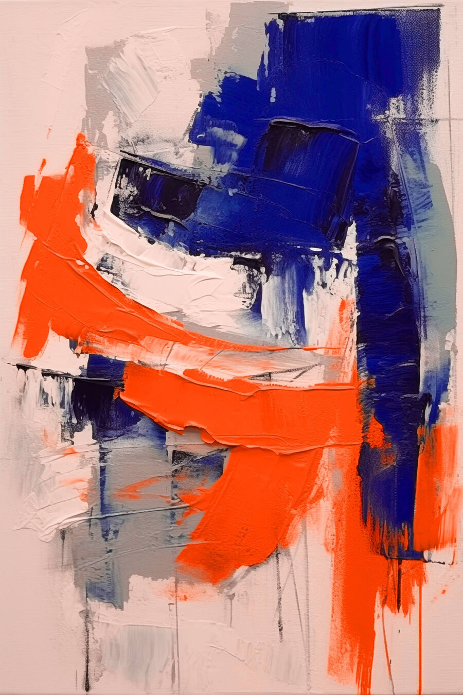 Bemalung mit blauer und oranger Farbe