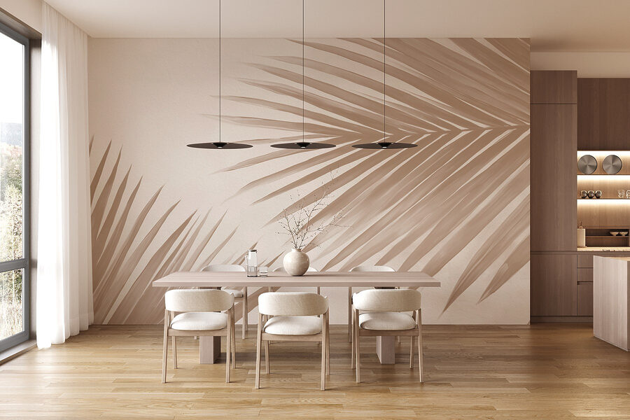 Elegante Palmenblätter auf einem weichen Hintergrund