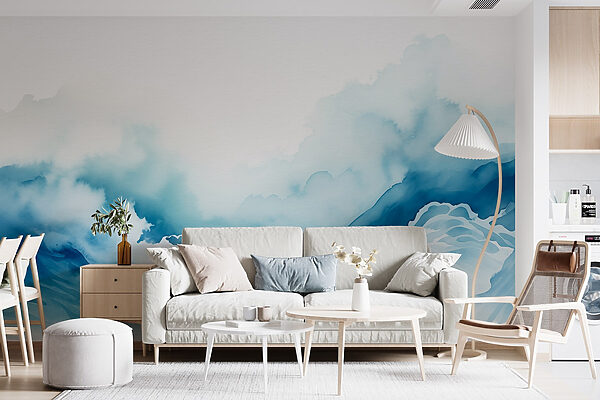 Aquarell eines Berges mit Wolken Aquarell eines Berges mit Wolken