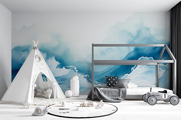 Aquarell eines Berges mit Wolken Aquarell eines Berges mit Wolken