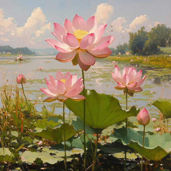 Rosa Blumen auf einem See Rosa Blumen auf einem See
