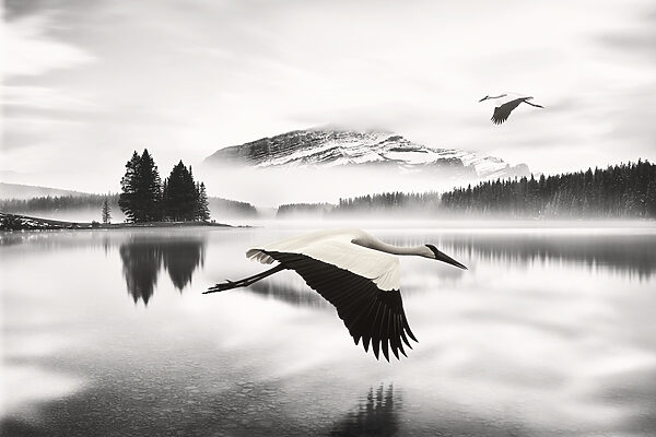 Vogel fliegt über Wasser Vogel fliegt über Wasser