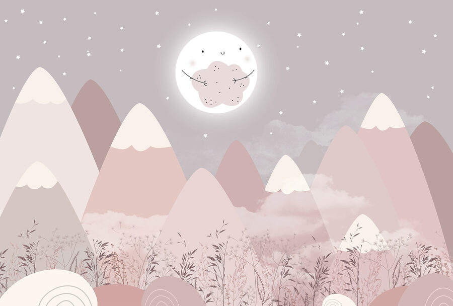 Landschaft mit Bergen und dem Mond