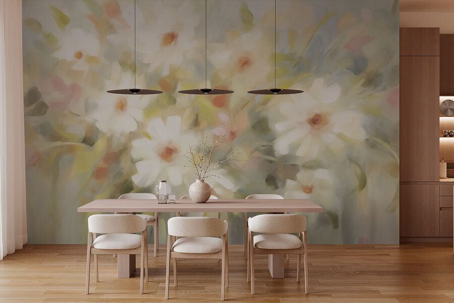 Malerei von weißen Blumen